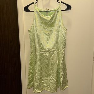 Vintage Lime Green embroidered mini dress